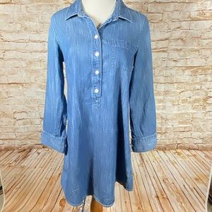 J. Crew Collared Denim Chambray Long Sleeve Shirt Dress Women Size Medium